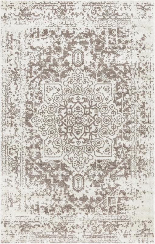 5' 3 x 8' Birch · Border rug, white