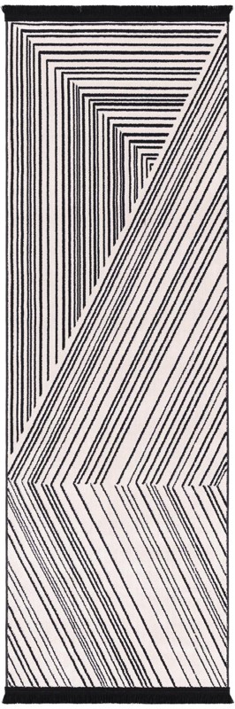 2' x 6' 1 Shrewsbury · Geometric line rug, black and white