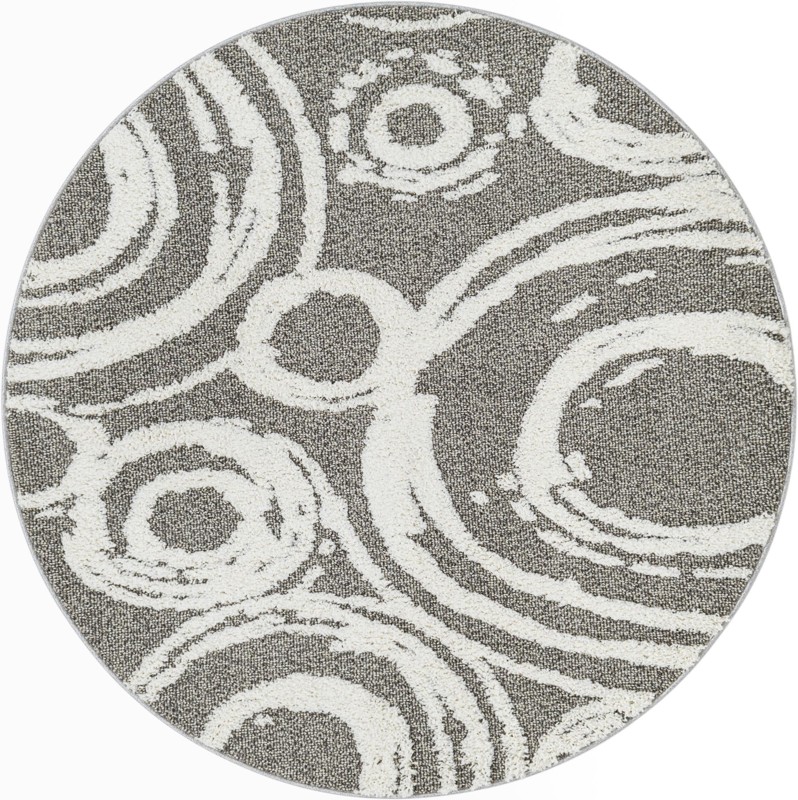 Beech · Abstract circles rug, gray and ivory