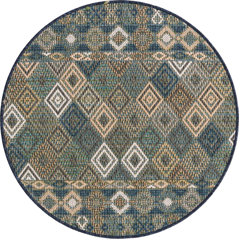3' 3 x 3' 3 Violet · Border Outdoor Rug, navy