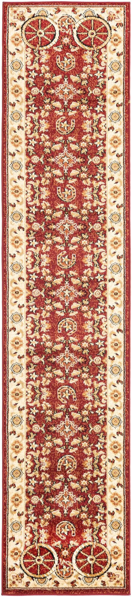 2' x 10' Tabor · Border rug, red