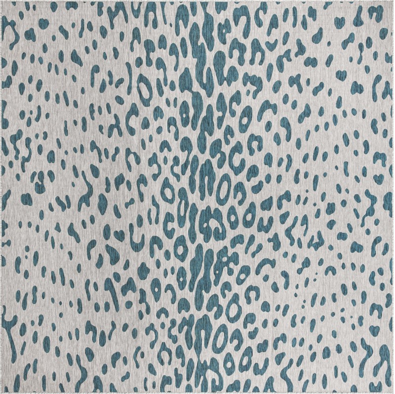 13' x 13' Winterberry · Animal print Outdoor Rug, teal