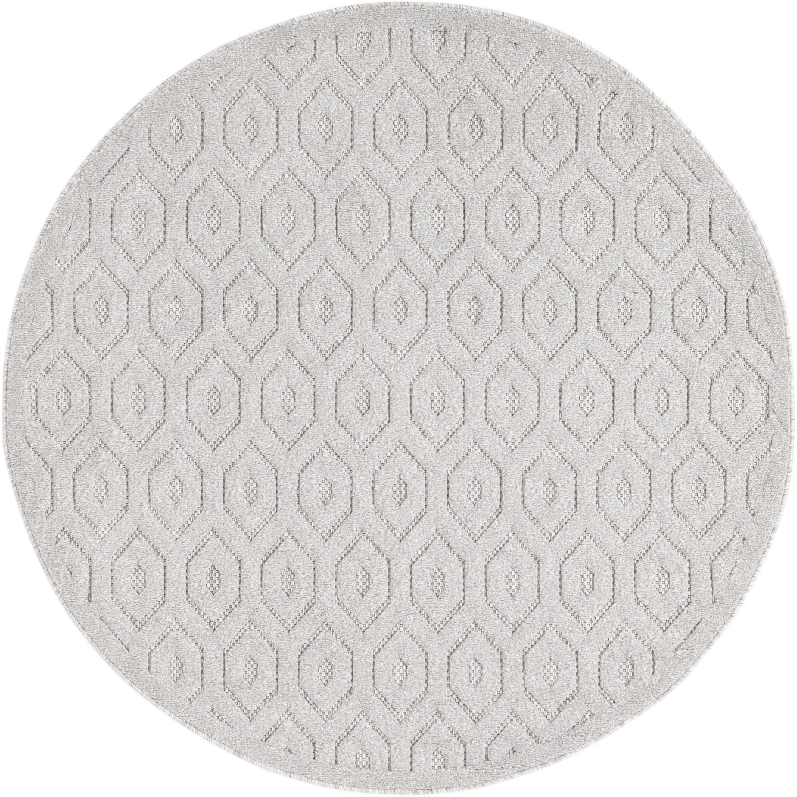 5' 3 x 5' 3 Roanoke · Geometric trellis Outdoor Rug, light gray