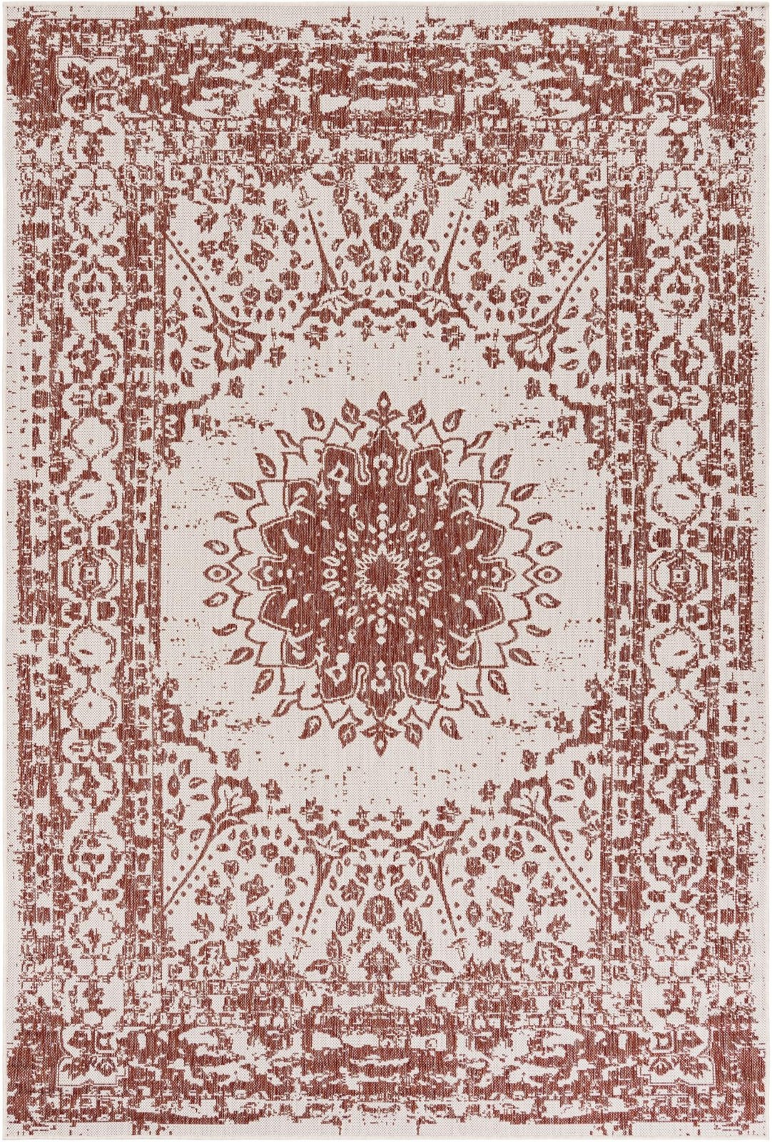 6' x 9' Royce · Border Outdoor Rug, rust red