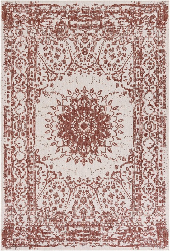 6' x 9' Royce · Border Outdoor Rug, rust red