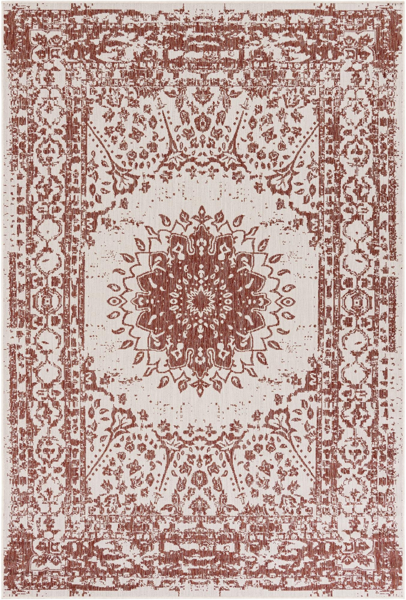 6' x 9' Royce · Border Outdoor Rug, rust red