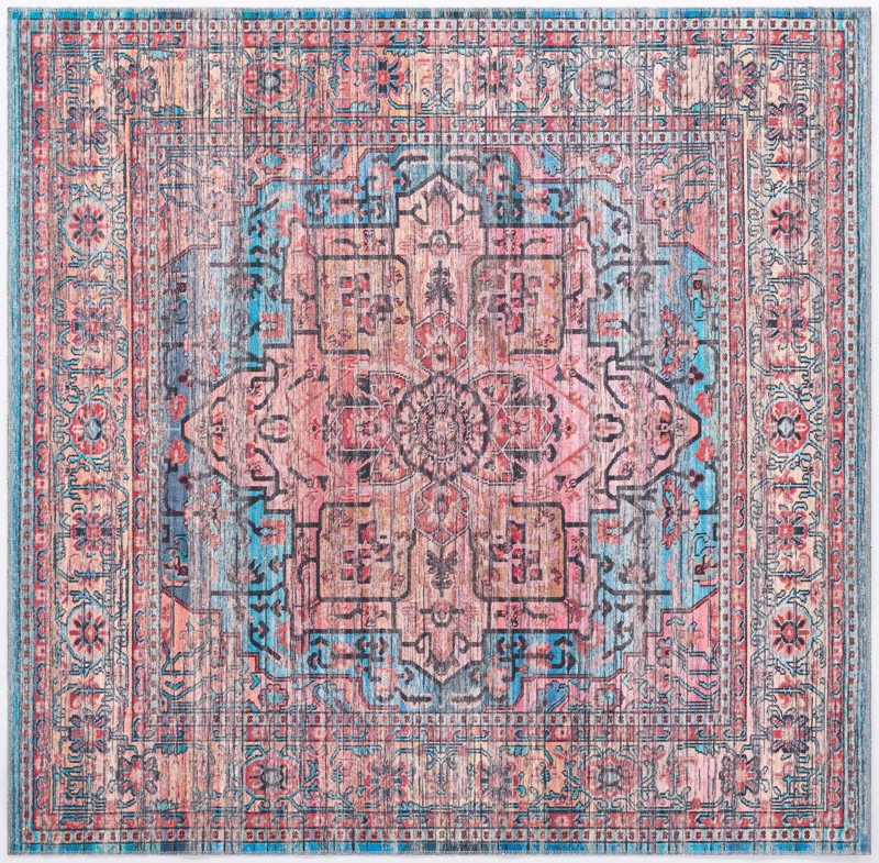 7' 3 x 7' 3 Sawyer · Border Washable Rug, blue