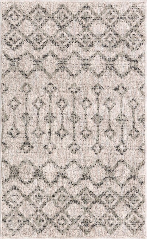 Harlan · Geometric tribal rug, ivory and gray