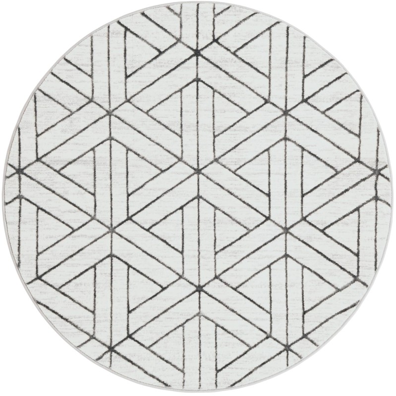 5' x 5' Norwood · Geometric rug, white