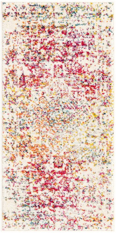 2' x 4' Birch · Distressed medallion rug, ivory and multi