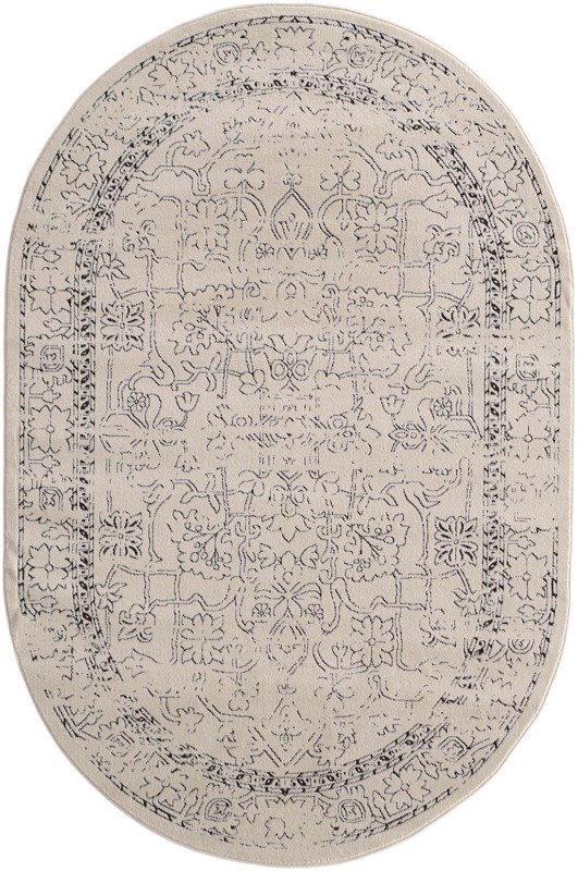 Taos · Botanical border rug, white and black