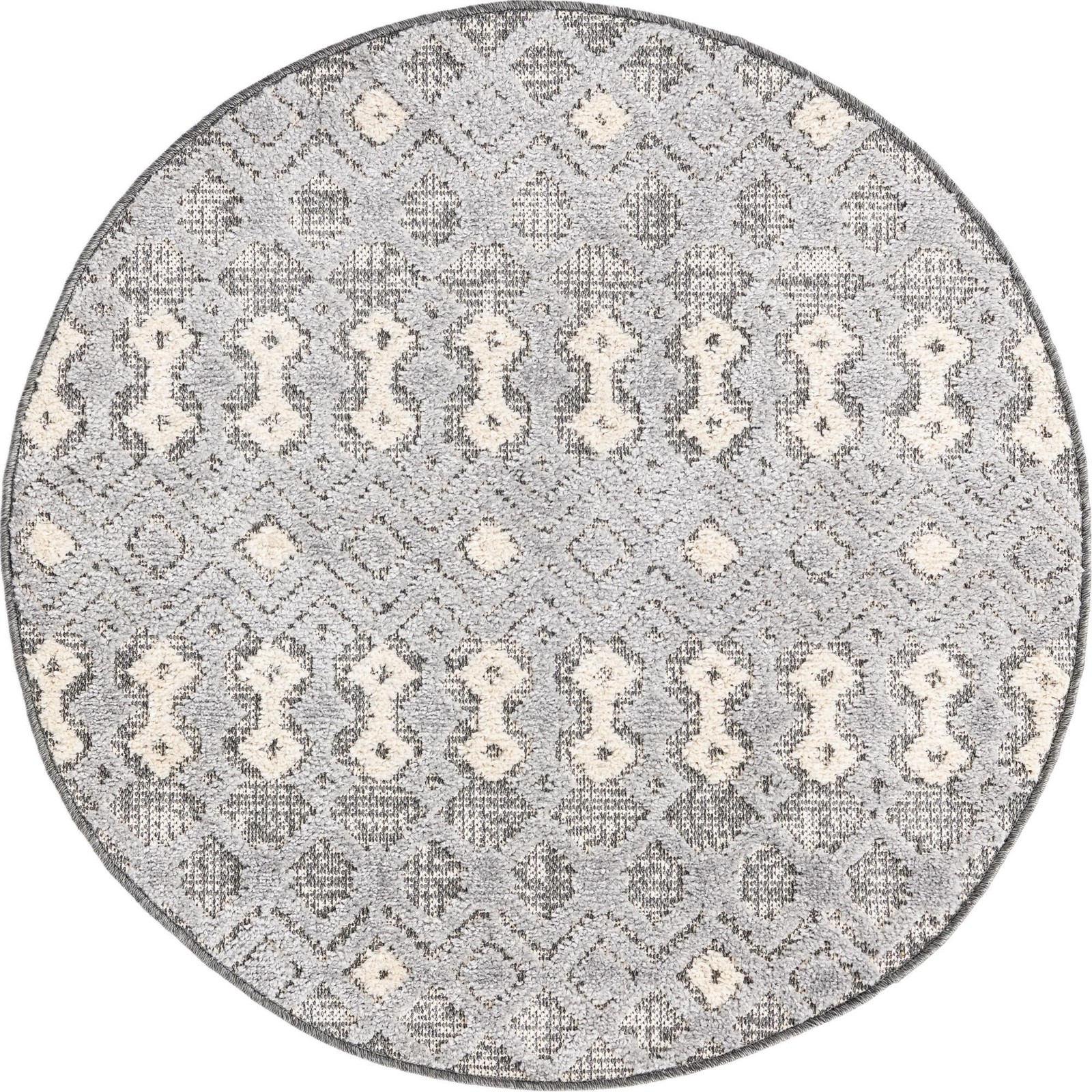 3' 3 x 3' 3 Rothwell · Geometric lattice rug, gray and beige
