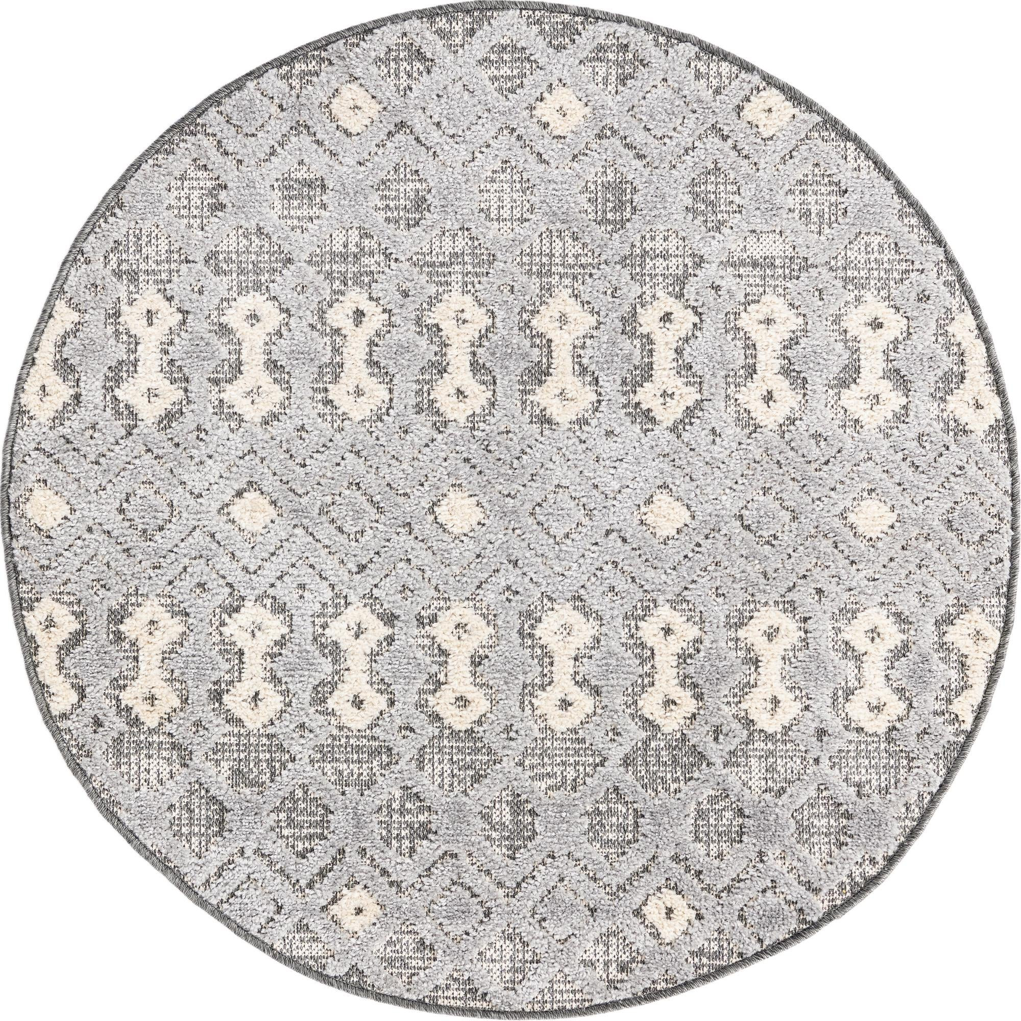 3' 3 x 3' 3 Rothwell · Geometric lattice rug, gray and beige