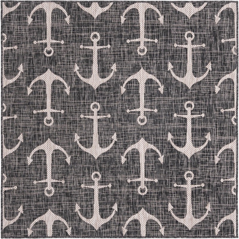 5' 3 x 5' 3 Millbrook · Pictoral Outdoor Rug, charcoal