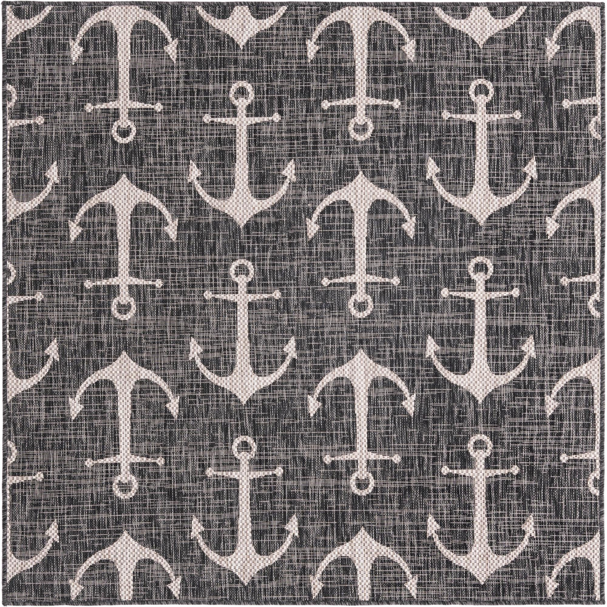 5' 3 x 5' 3 Millbrook · Pictoral Outdoor Rug, charcoal
