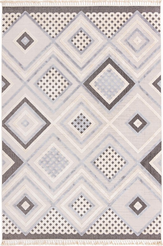 9' 10 x 14' Crowley · Diamond geometric rug, beige and gray