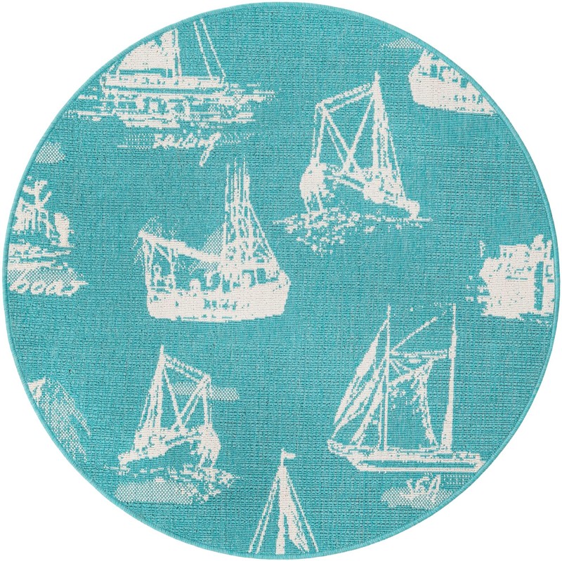 Desmond · Pictoral Outdoor Rug, teal