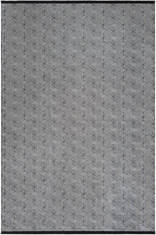 7' 1 x 10' Harwood · Geometric rug, black and white