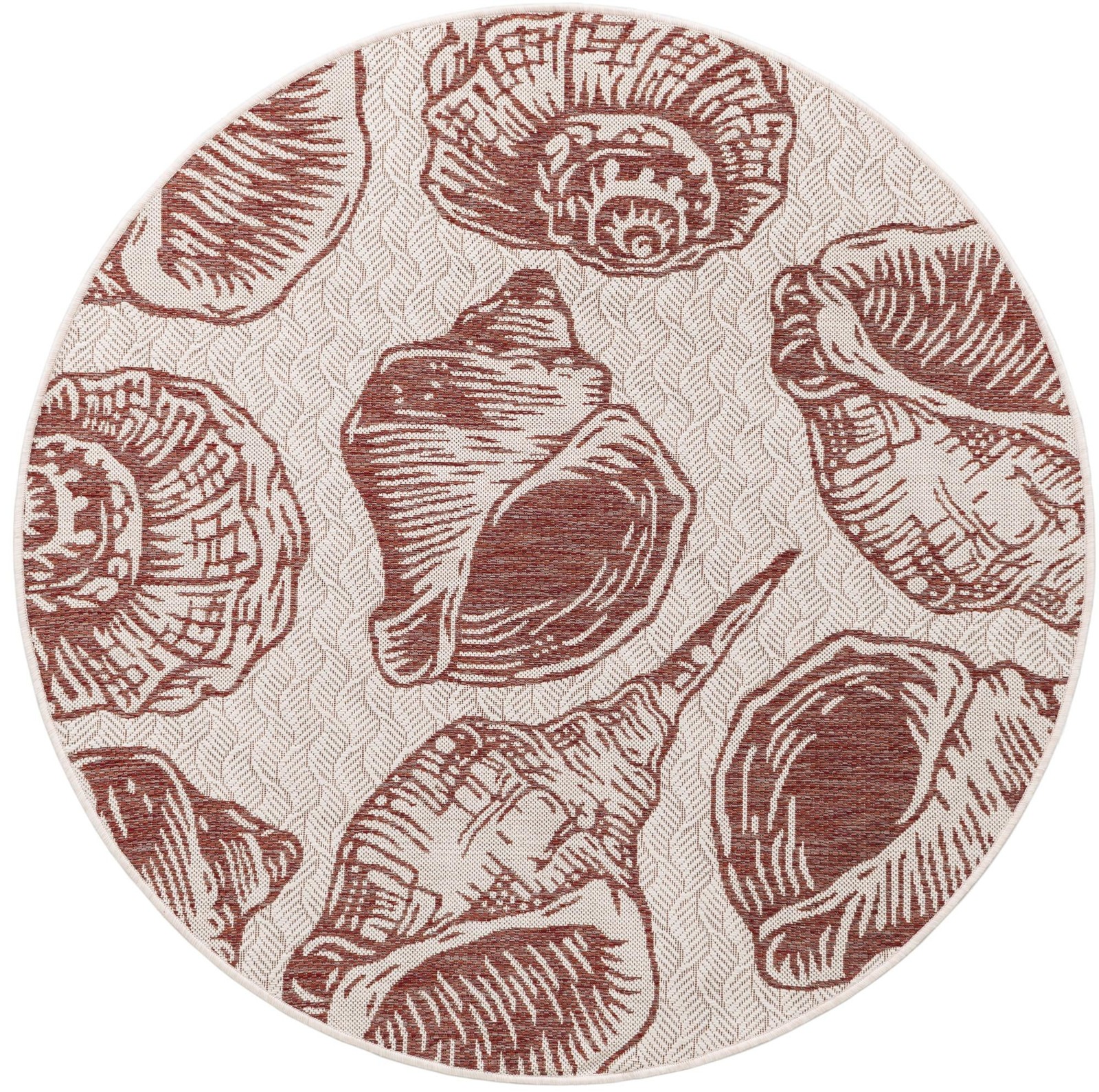 5' 3 x 5' 3 Arcata · Pictoral Outdoor Rug, ivory and rust red