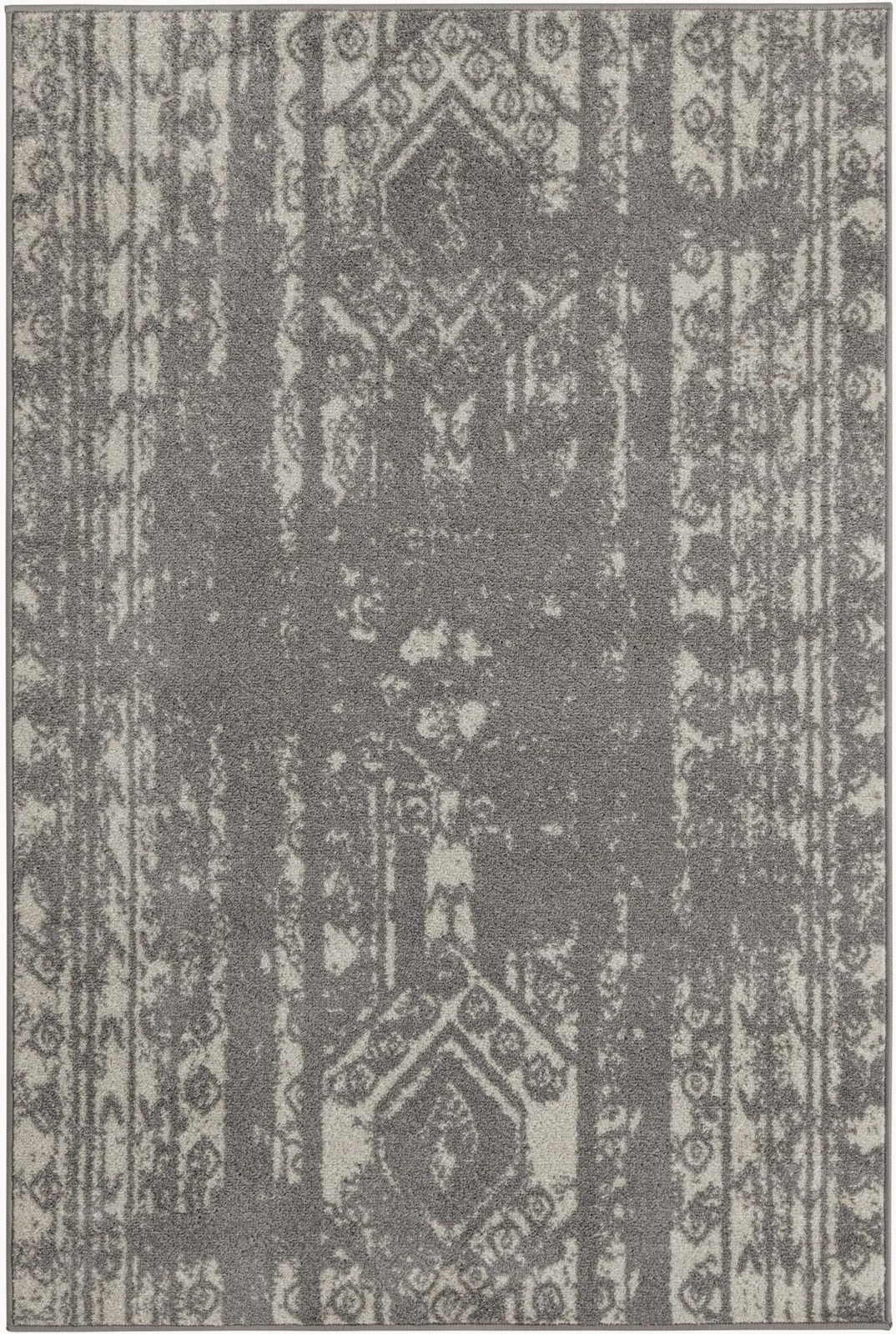4' x 6' Underhill · Tribal stripe rug, gray and ivory