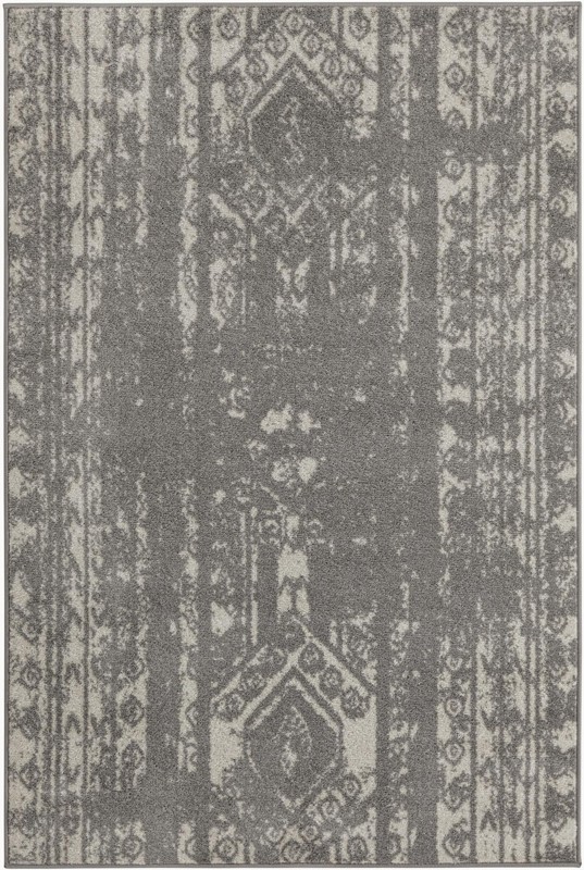 4' x 6' Underhill · Tribal stripe rug, gray and ivory