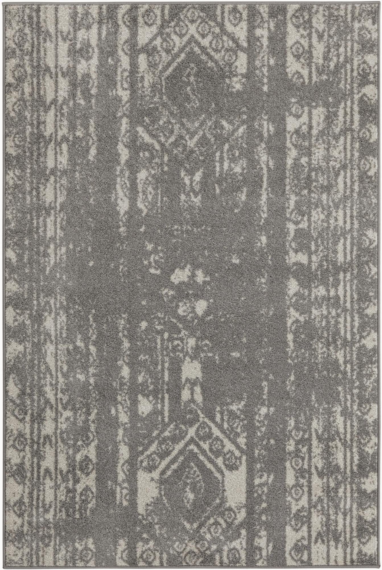 4' x 6' Underhill · Tribal stripe rug, gray and ivory