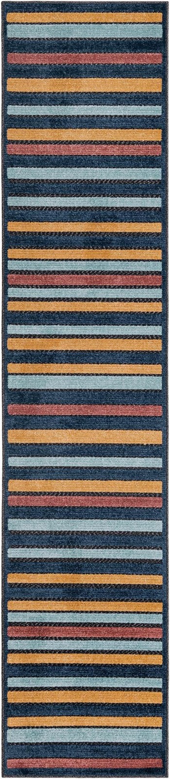 2' x 10' Buckland · Striped Outdoor Rug, charcoal