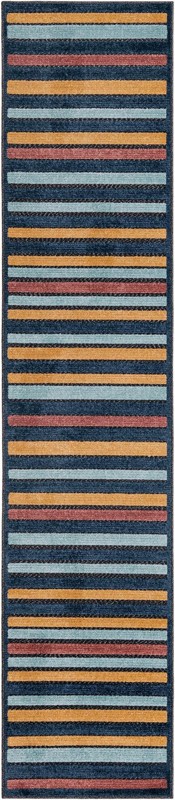 2' x 10' Buckland · Striped Outdoor Rug, charcoal