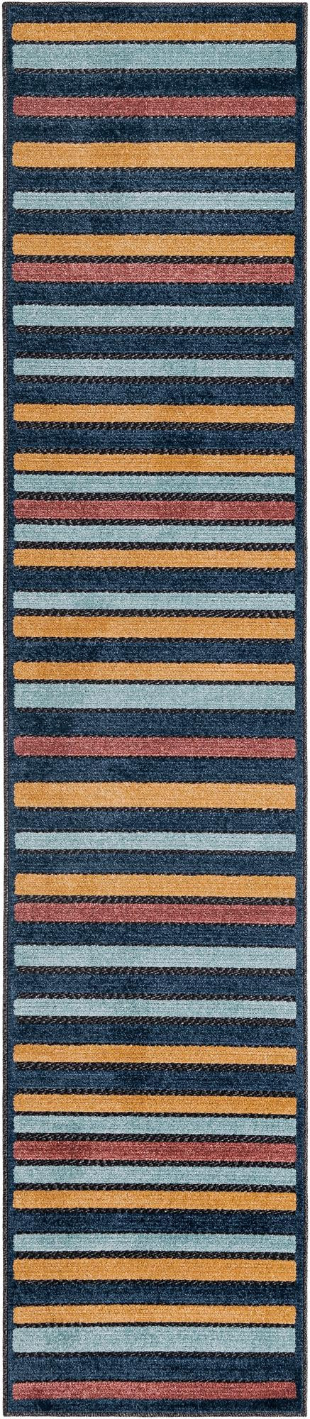 2' x 10' Buckland · Striped Outdoor Rug, charcoal