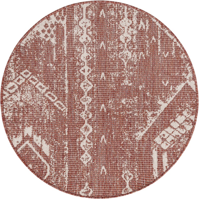 3' x 3' Wildman · Geometric Outdoor Rug, rust red