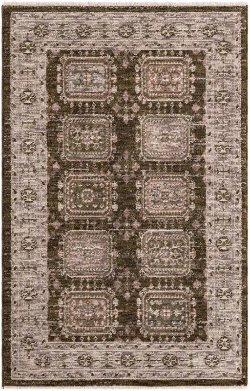 4' x 6' 3 Oakley · Border rug, green