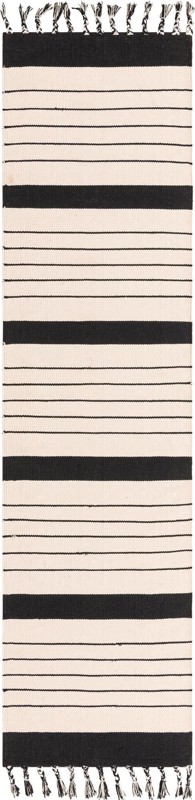 Ottley · Striped Chindi Rug, black and white
