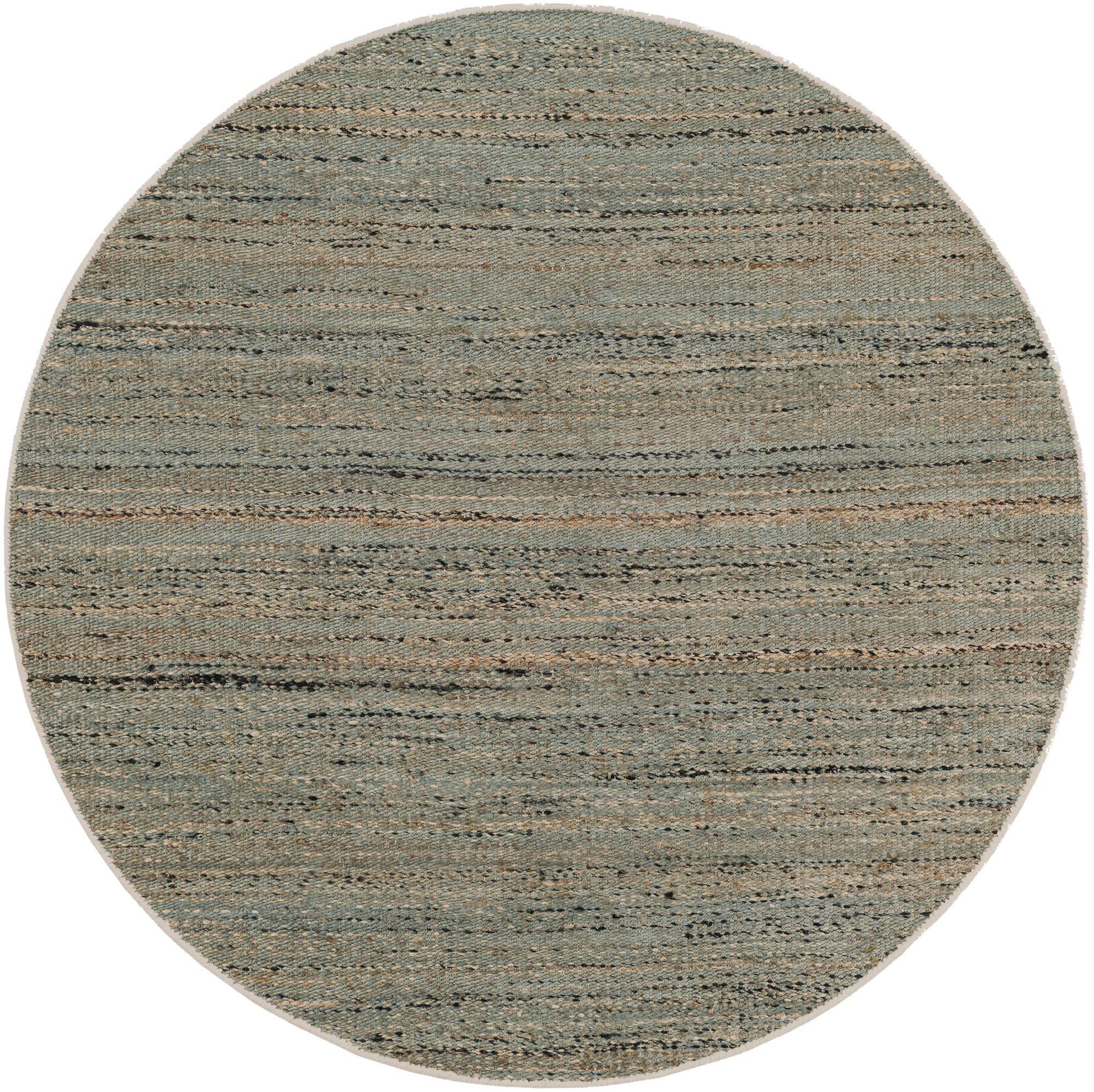 5' 3 x 5' 3 Faversham · Striped Wool Rug, seaglass blue and beige