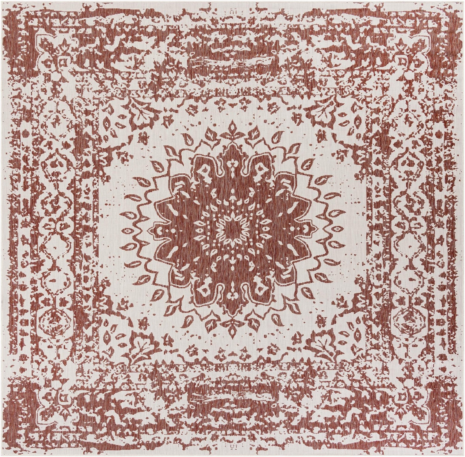 10' x 10' Royce · Border Outdoor Rug, rust red