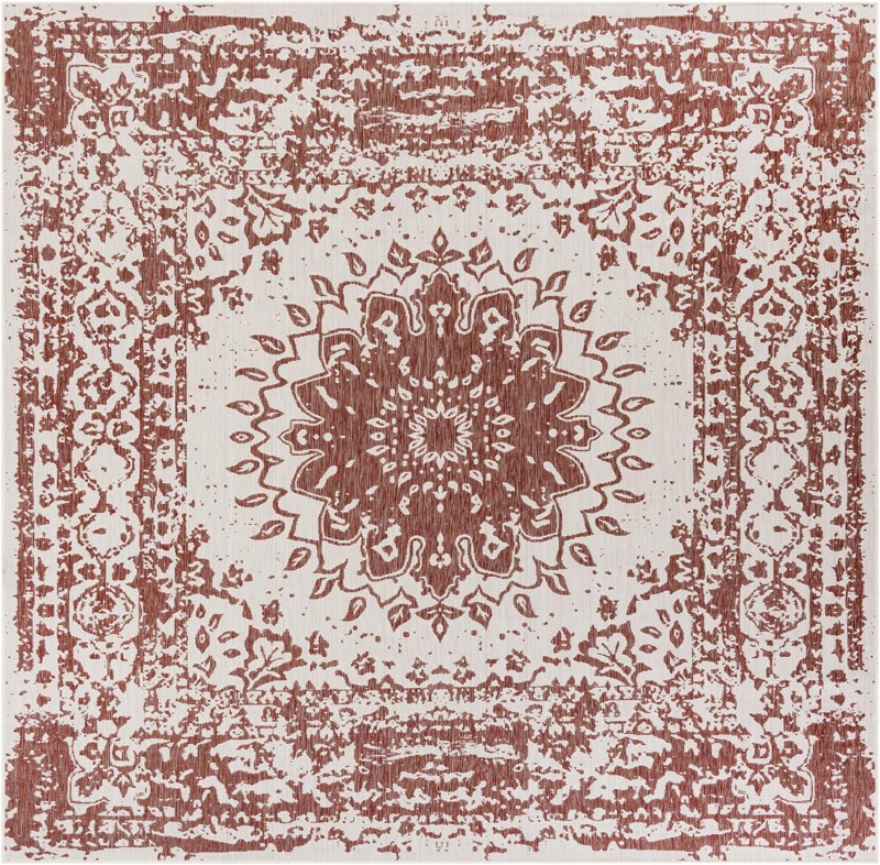 10' x 10' Royce · Border Outdoor Rug, rust red