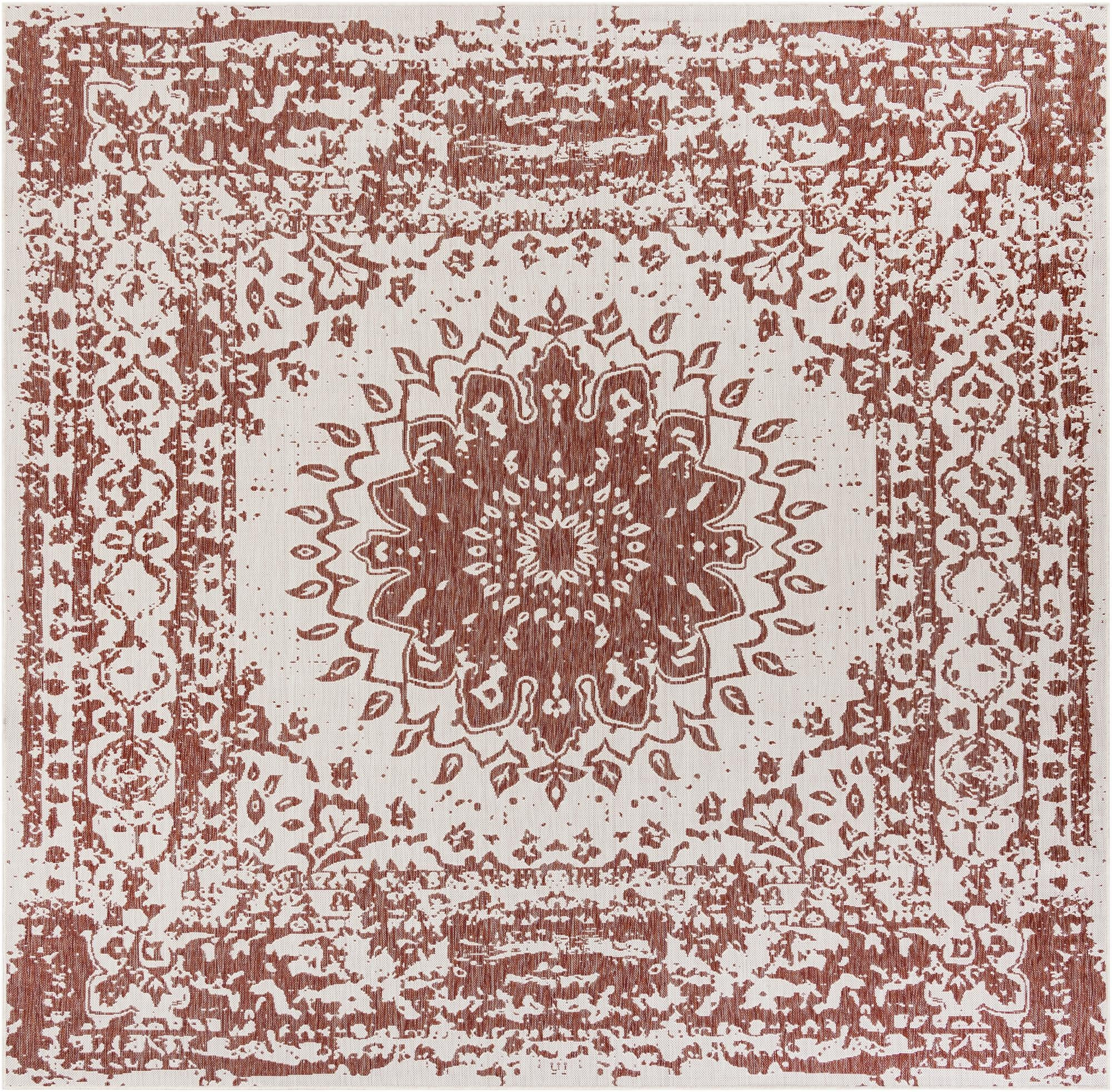 10' x 10' Royce · Border Outdoor Rug, rust red