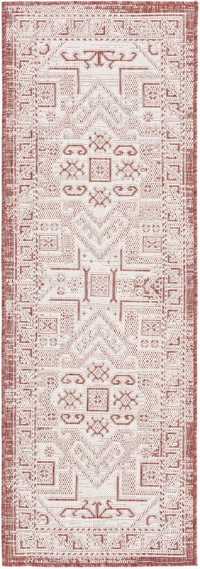 2' x 6' Estuary · Border Outdoor Rug, rust red