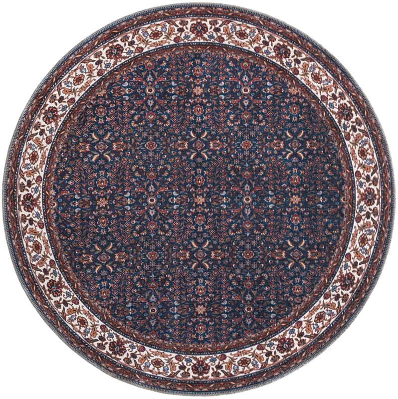 4' x 4' Langley · Floral / botanical rug, antique navy blue