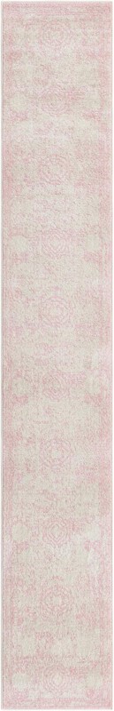 2' x 13' Benedict · Faded medallion rug, pink and ivory