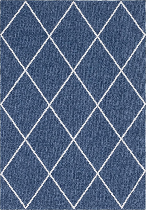 6' 4 x 9' Elwood · Diamond lattice rug, navy and ivory