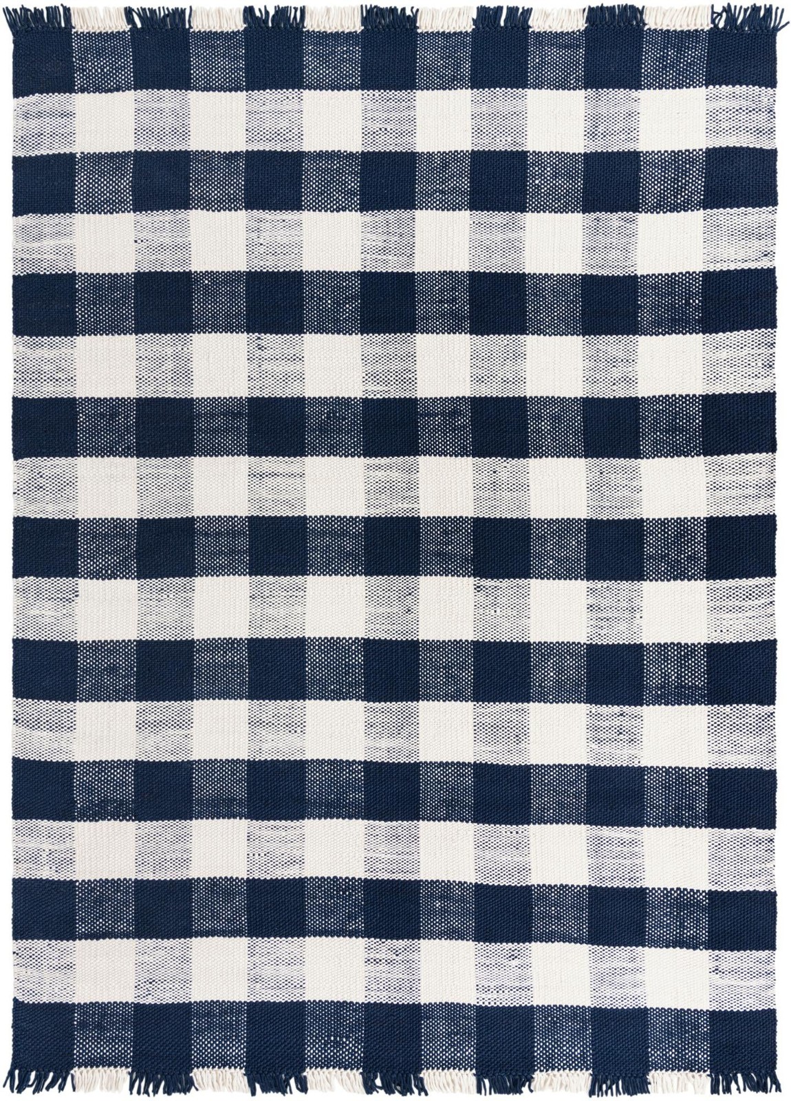 10' x 14' Grady · Checkered Washable Outdoor Rug, navy and ivory