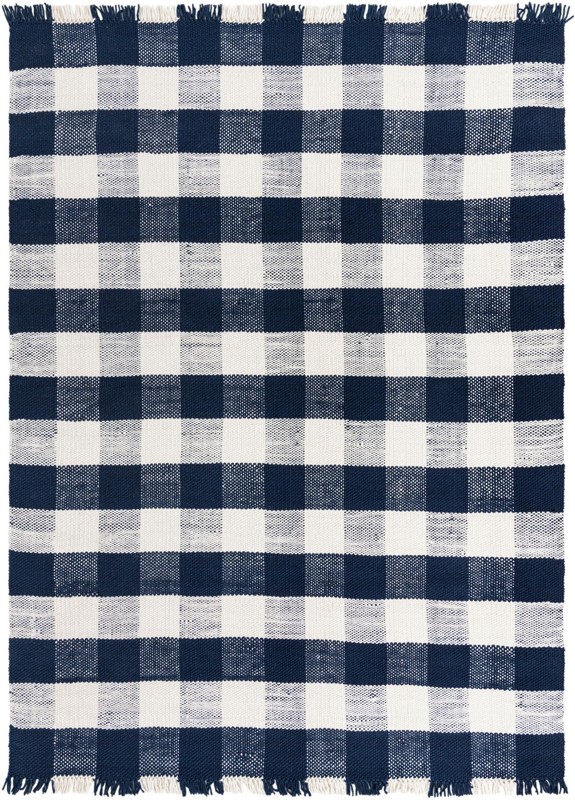 Grady · Checkered Washable Outdoor Rug, navy and ivory