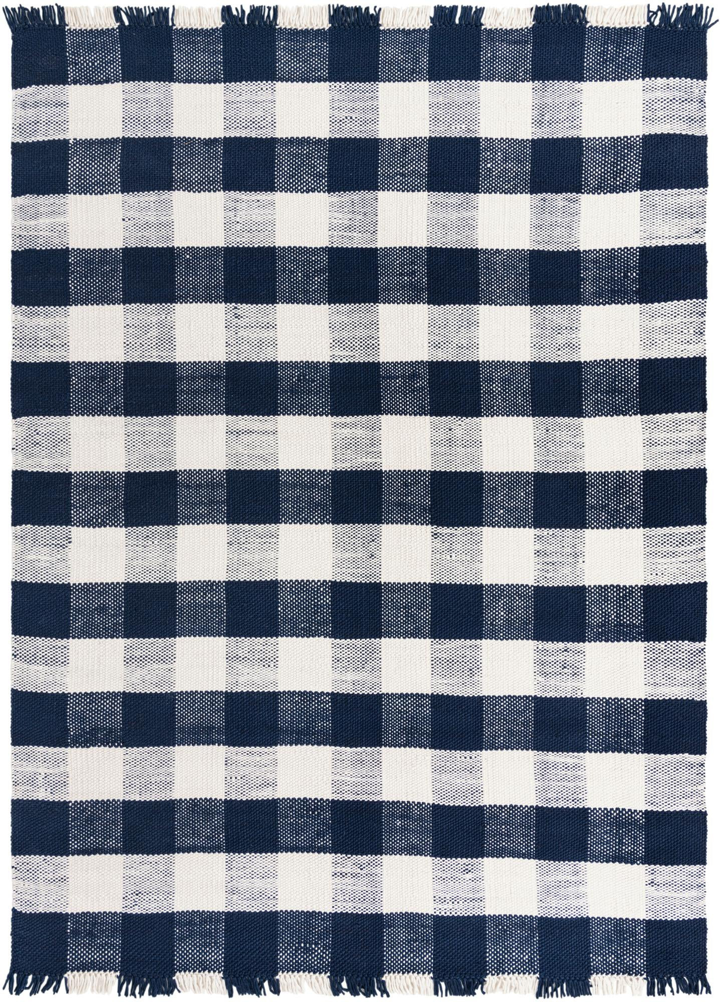 10' x 14' Grady · Checkered Washable Outdoor Rug, navy and ivory