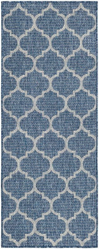 2' x 5' Fanshawe · Lattice Outdoor Rug, navy and ivory