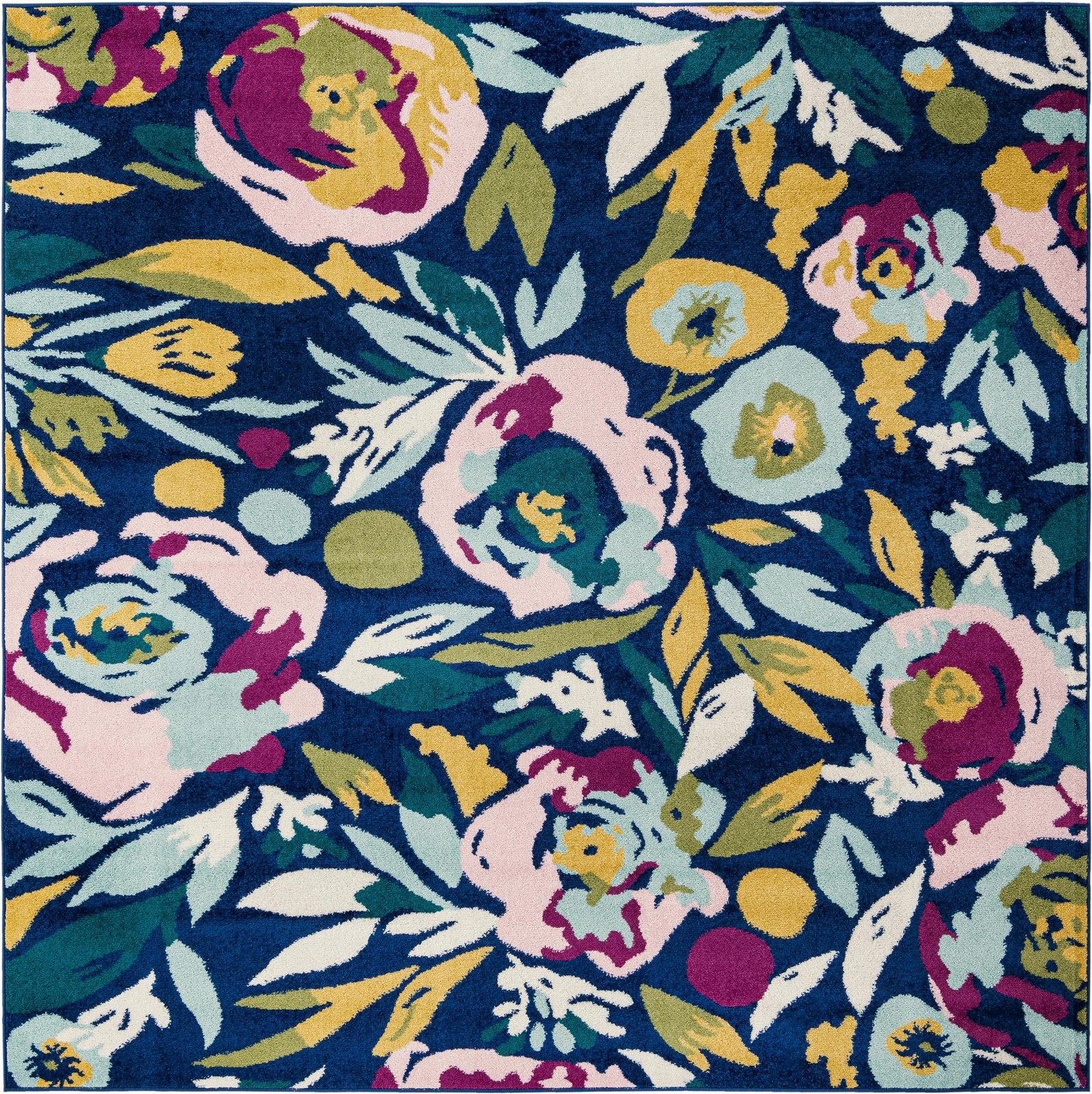 7' 10 x 7' 10 Millicent · Floral / botanical rug, navy