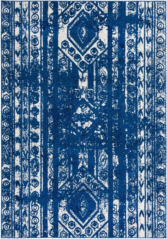 7' x 10' Underhill · Tribal rug, navy and ivory