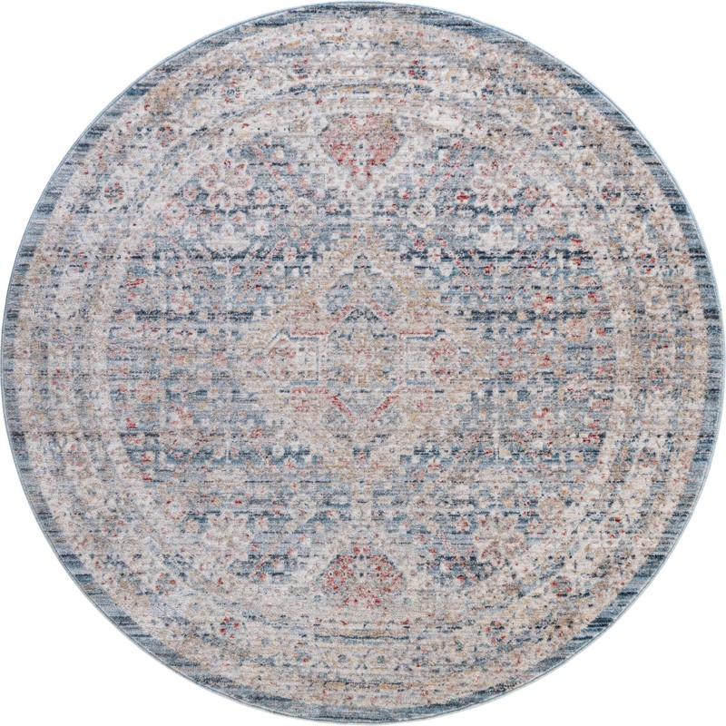 3' 10 x 3' 10 Harbin · Border rug, blue