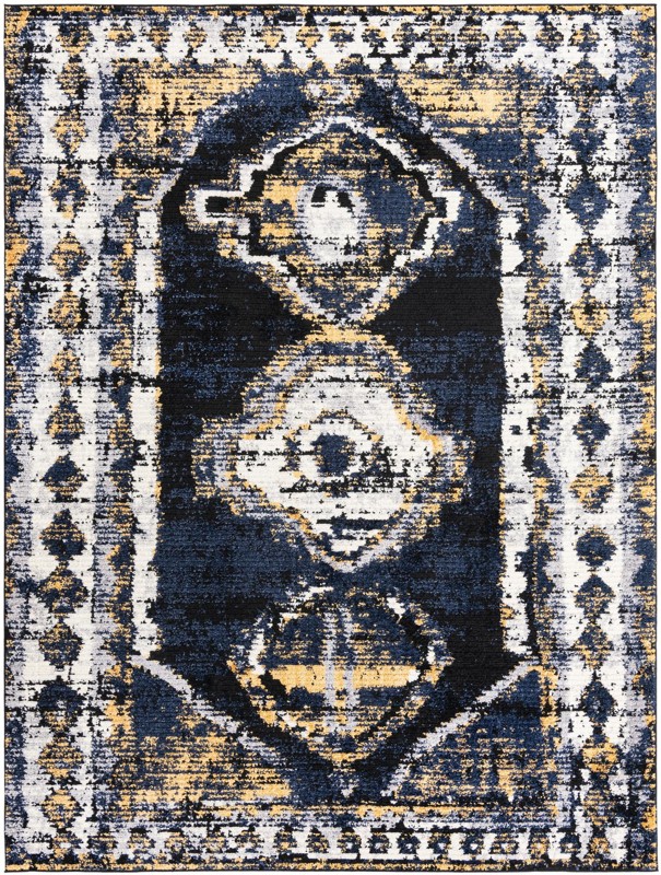 9' x 12' Corbin · Border rug, blue