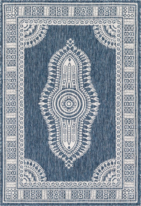 4' x 6' Bainbridge · Border Outdoor Rug, blue