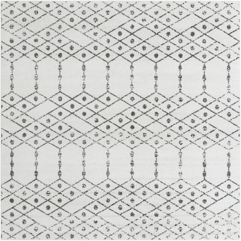 7' 10 x 7' 10 Newcomb · Geometric lattice rug, ivory and charcoal